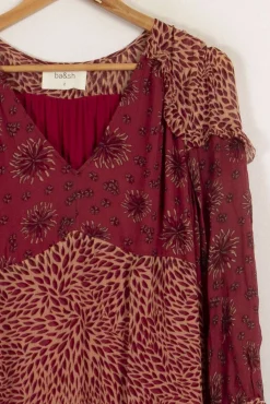 Best Sale ba&sh Robe longue à motifs - Taille M/38 Bordeaux