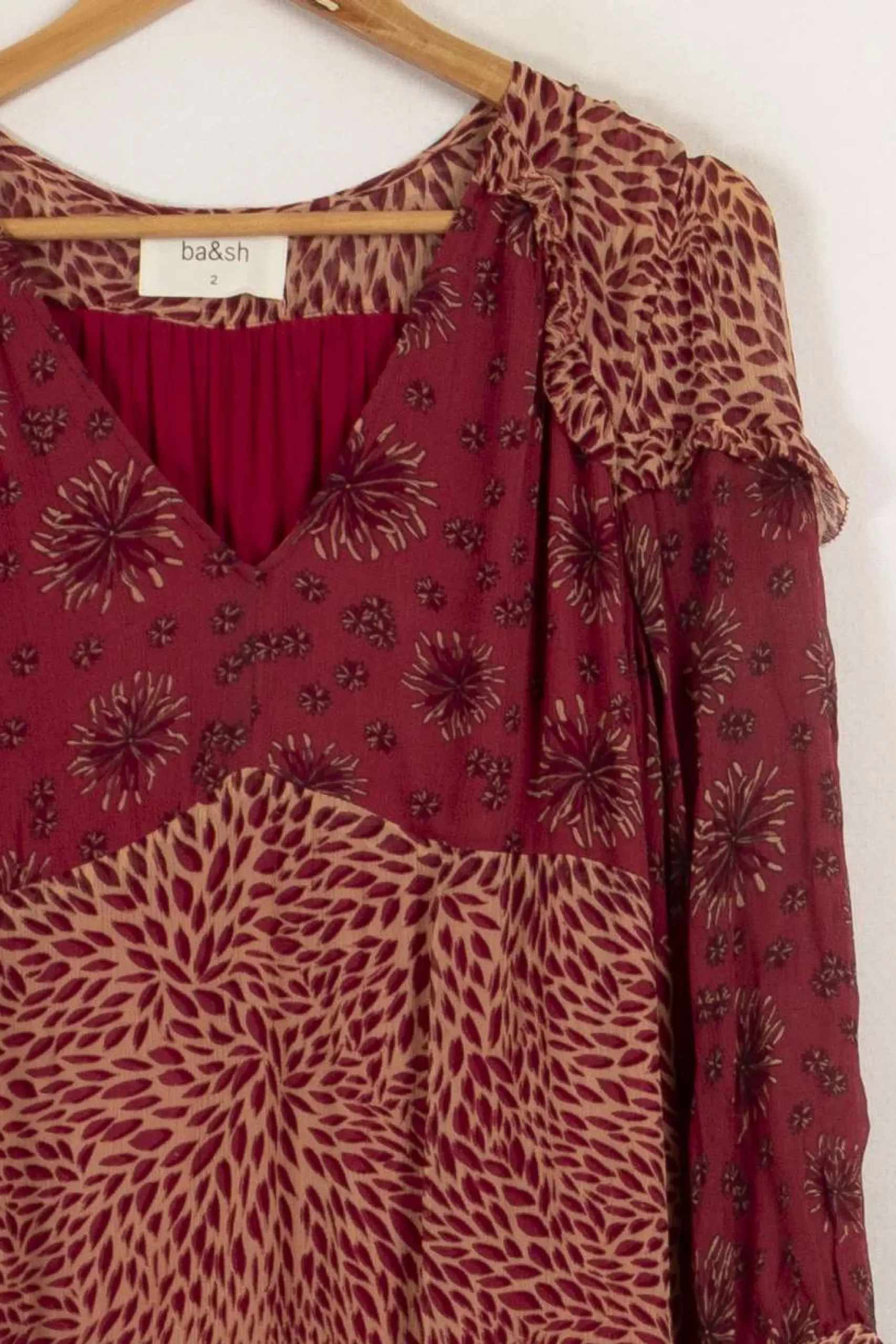 Best Sale ba&sh Robe longue à motifs - Taille M/38 Bordeaux