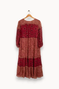 Best Sale ba&sh Robe longue à motifs - Taille M/38 Bordeaux