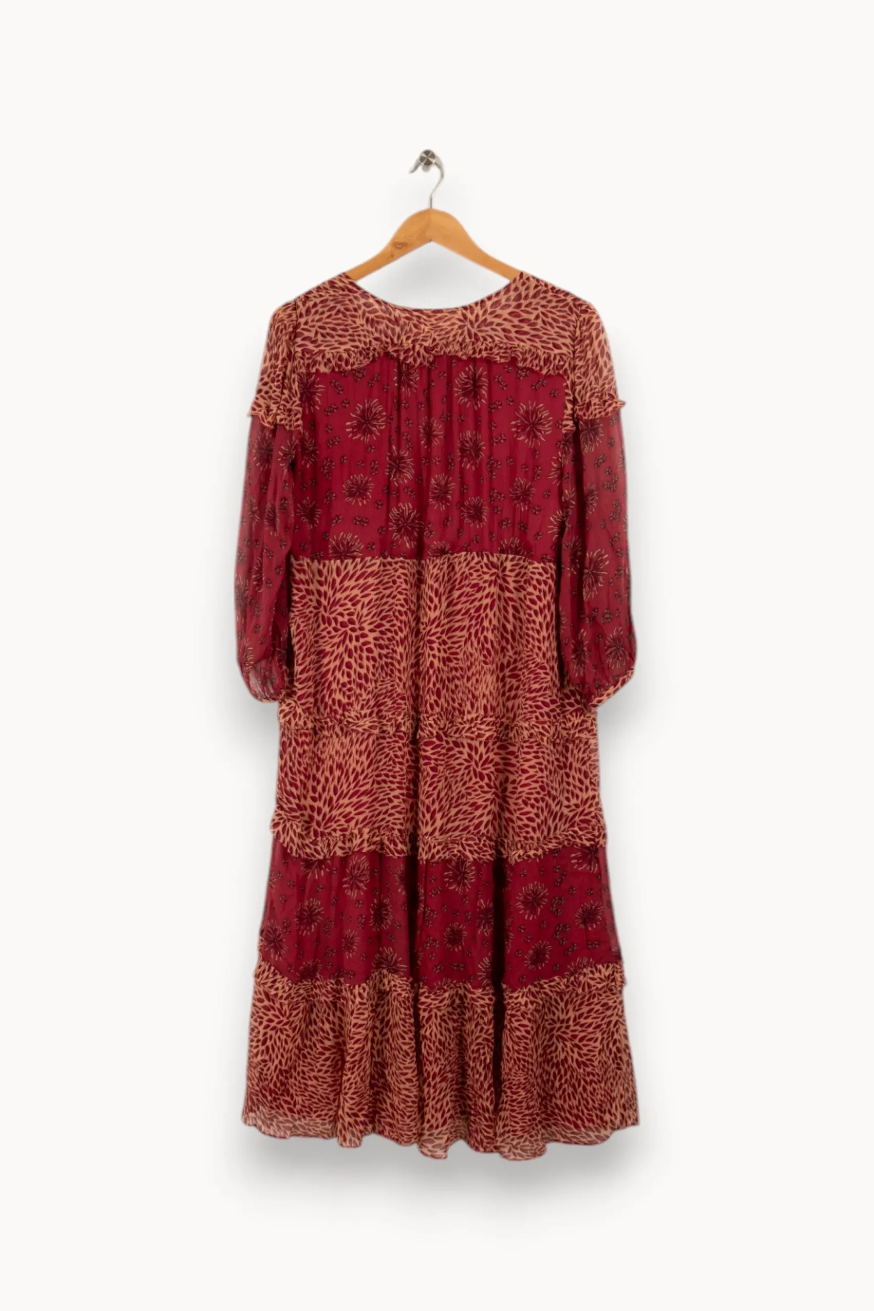 Best Sale ba&sh Robe longue à motifs - Taille M/38 Bordeaux