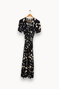 Outlet La Fée Maraboutée Robe longue cintrée bohème marine manches courtes - XS/34 Bleu
