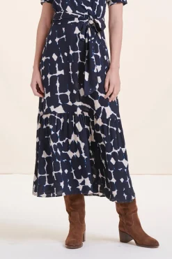 Outlet La Fée Maraboutée Robe longue cintrée bohème marine manches courtes - XS/34 Bleu