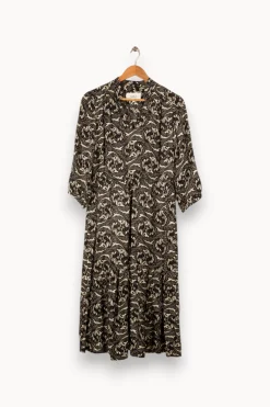 Shop ba&sh Robe longue e et blanche - Taille S/36 Noir