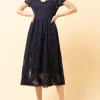 Store La Fée Maraboutée Robe manches courtes en dentelle - L/40 Bleu