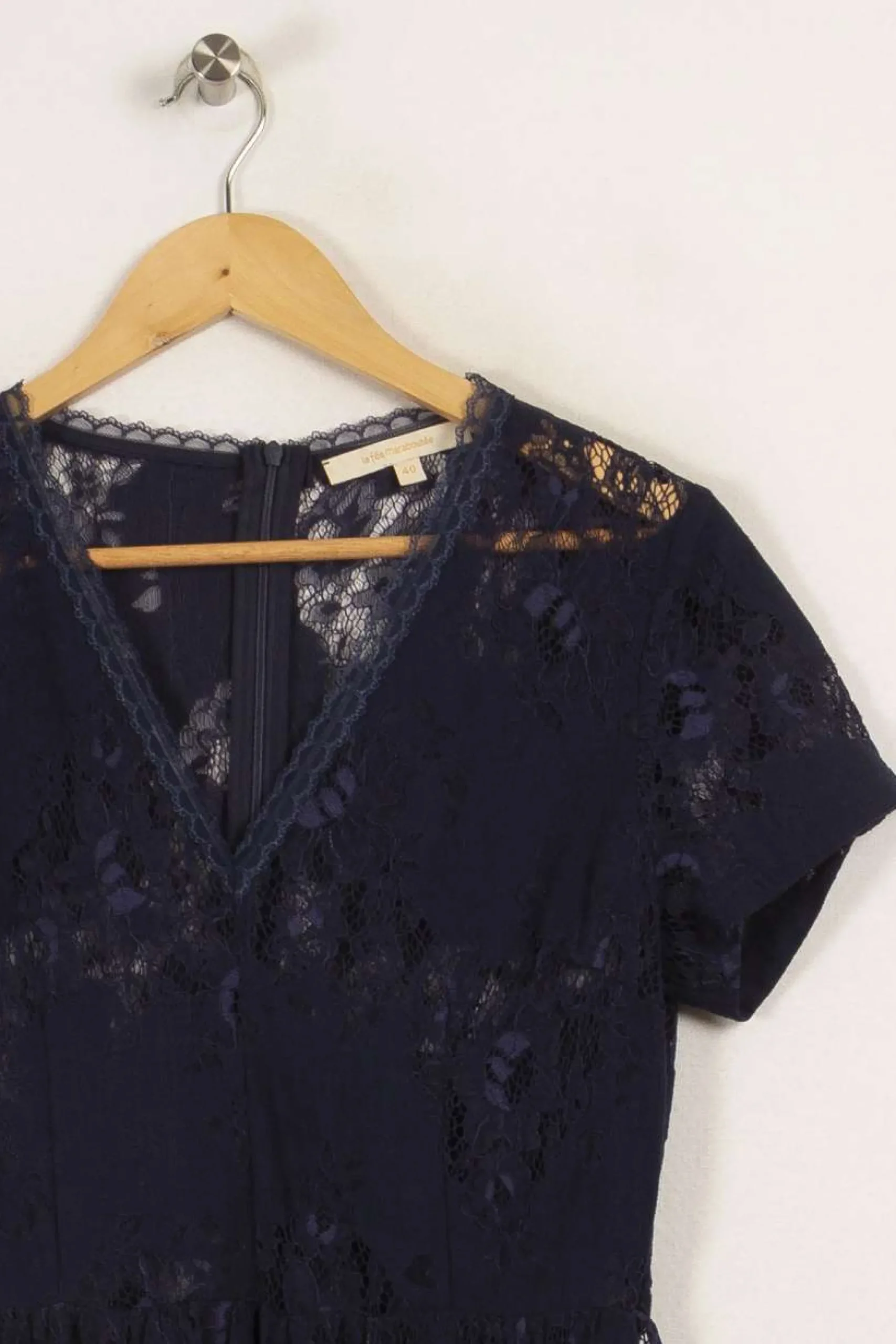 Store La Fée Maraboutée Robe manches courtes en dentelle - L/40 Bleu