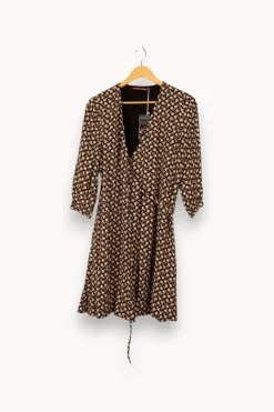 Outlet Comptoir des Cotonniers Robe e et beige à motifs - Taille XS/34 Noir
