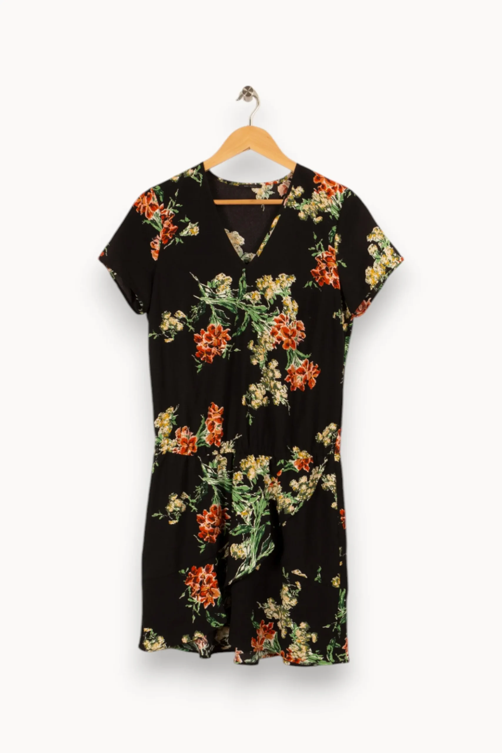 Online IKKS Robe e fleurie - Taille M/38 Noir