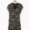 Hot IKKS Robe verte à motif floral - Taille XS/34 Bleu