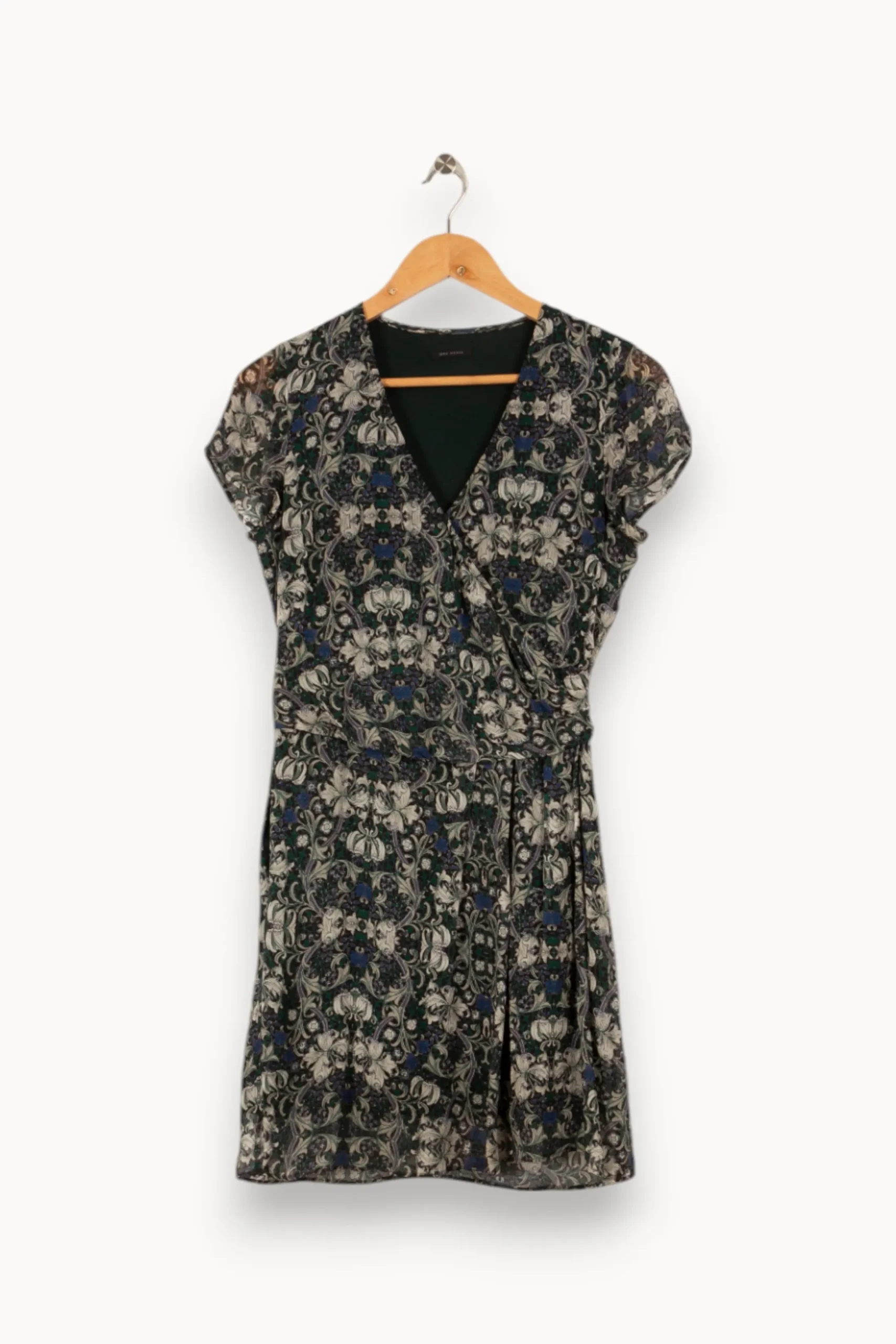 Hot IKKS Robe verte à motif floral - Taille XS/34 Bleu
