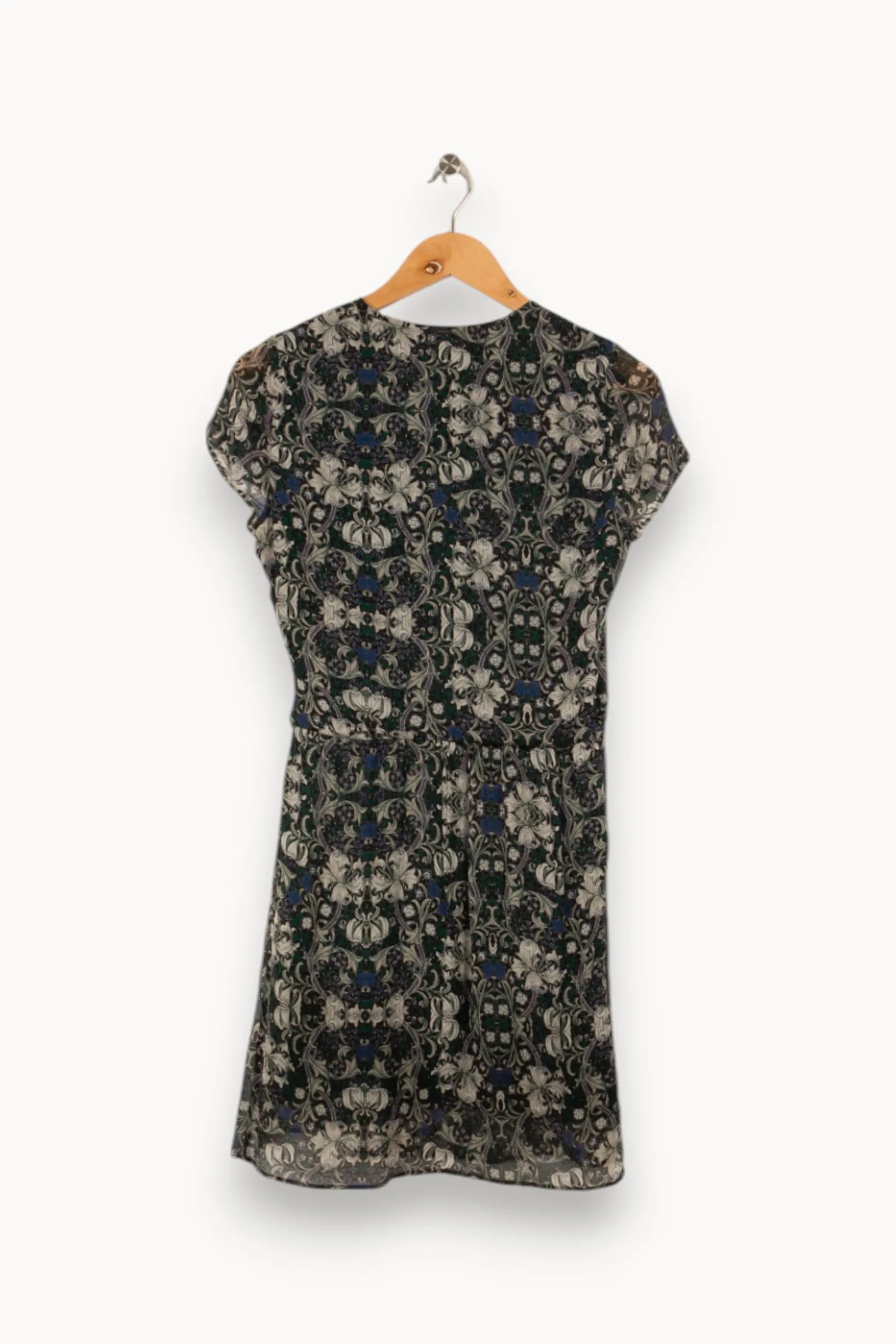 Hot IKKS Robe verte à motif floral - Taille XS/34 Bleu