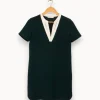Shop Sandro Robe e avec col blanc - Taille S/36 Vert