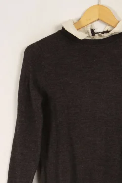 Store Sézane Sweat avec col blanc - Taille XS/34 Gris
