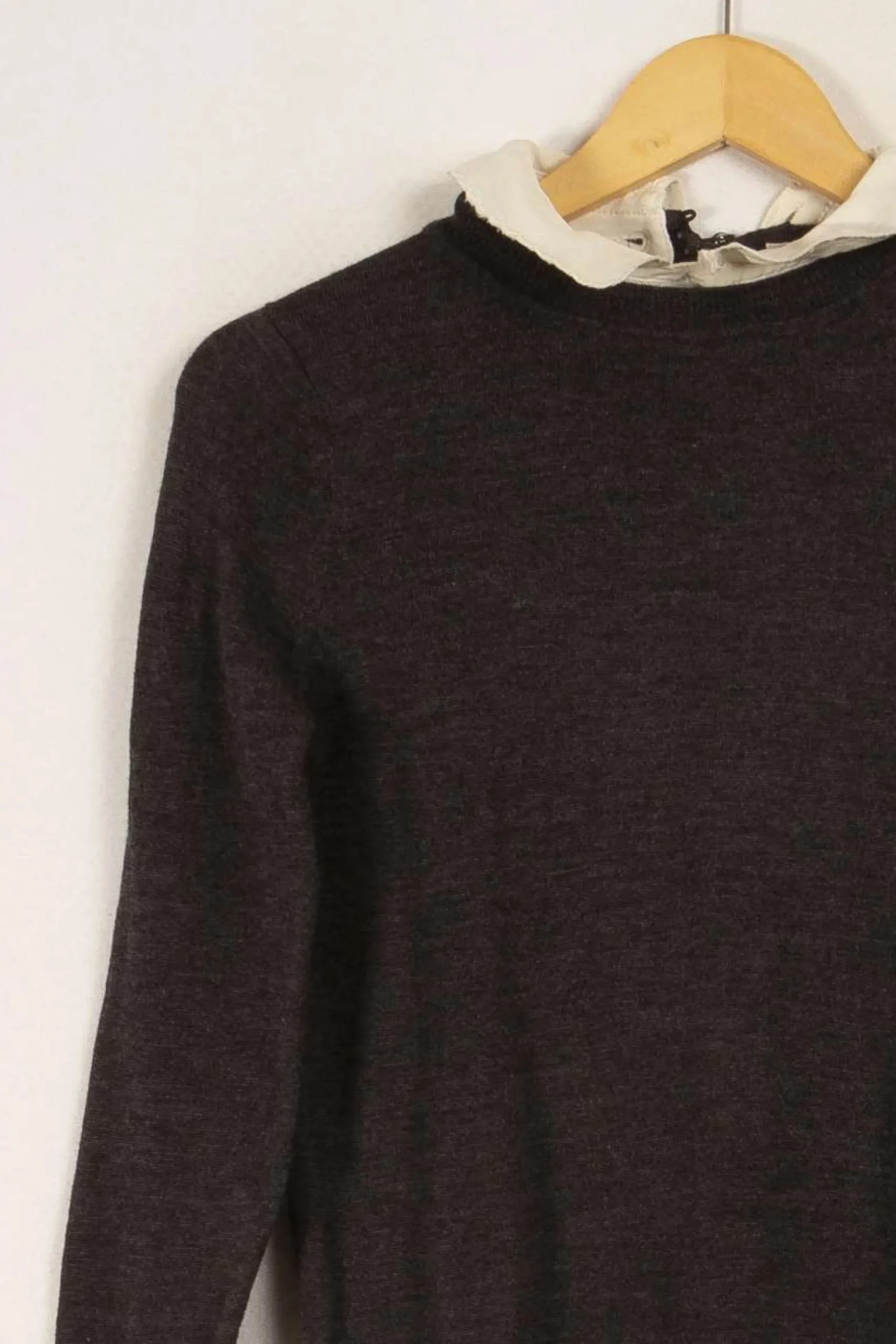 Store Sézane Sweat avec col blanc - Taille XS/34 Gris