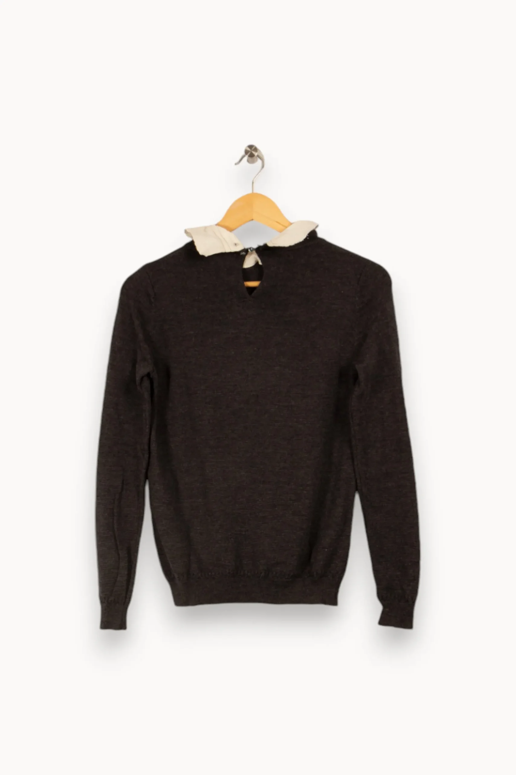 Store Sézane Sweat avec col blanc - Taille XS/34 Gris