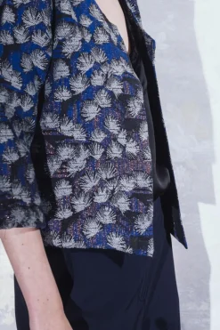 Shop La Fée Maraboutée Veste courte en brocart - S/36 Bleu