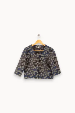 Shop La Fée Maraboutée Veste courte en brocart - S/36 Bleu