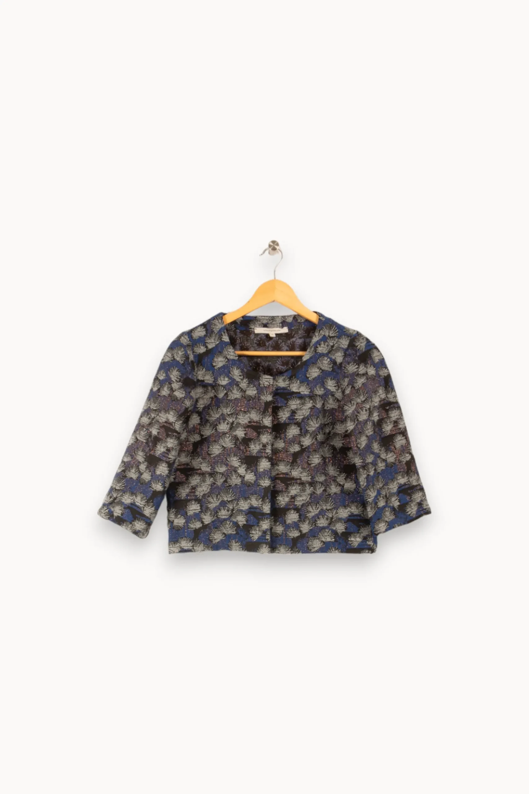 Shop La Fée Maraboutée Veste courte en brocart - S/36 Bleu