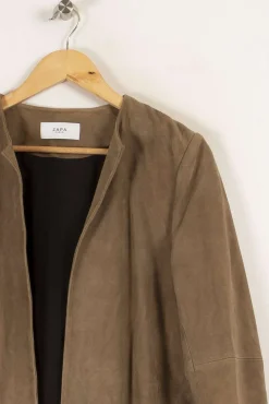 Online ZAPA Veste en cuir marron - Taille S/36 Vert