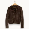 Online One Step Veste en cuir foncé - Taille L/40 Marron