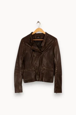 Online One Step Veste en cuir foncé - Taille L/40 Marron