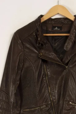 Online One Step Veste en cuir foncé - Taille L/40 Marron