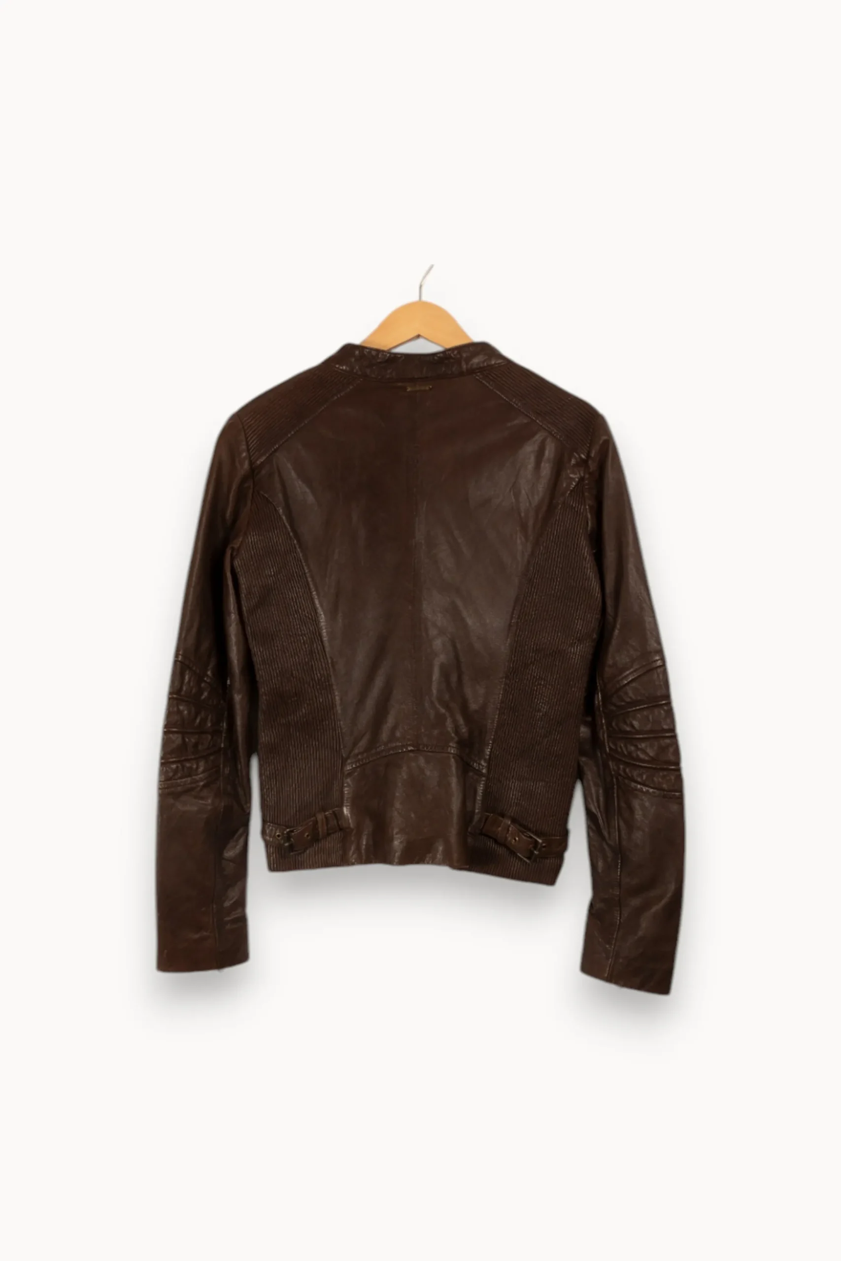 Online One Step Veste en cuir foncé - Taille L/40 Marron