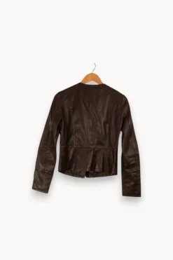 Discount Caroll Veste en cuir foncé - Taille S/36 Marron