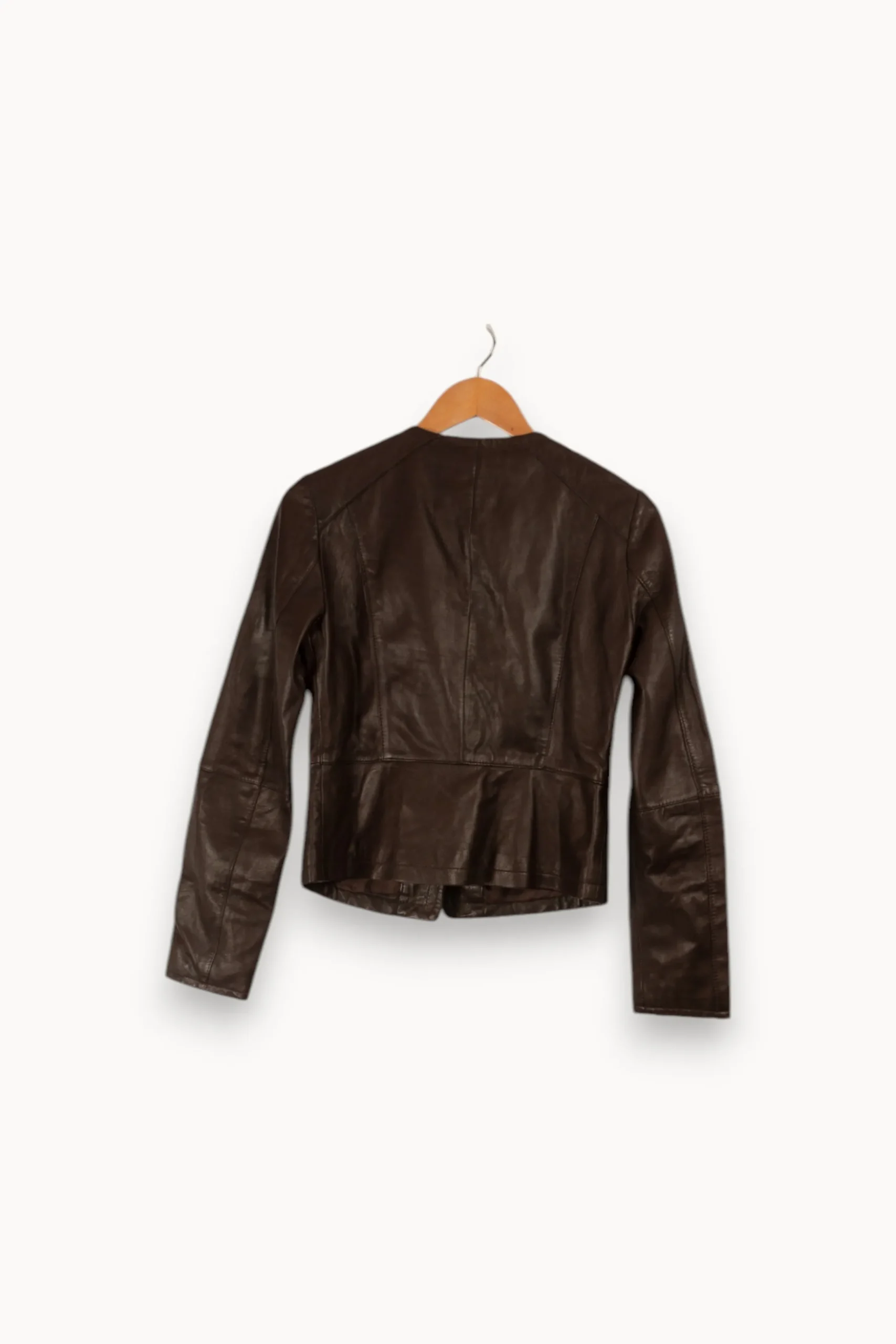 Discount Caroll Veste en cuir foncé - Taille S/36 Marron