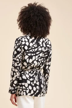 Best La Fée Maraboutée Veste fluide imprimée en viscose flammée - 44 Noir